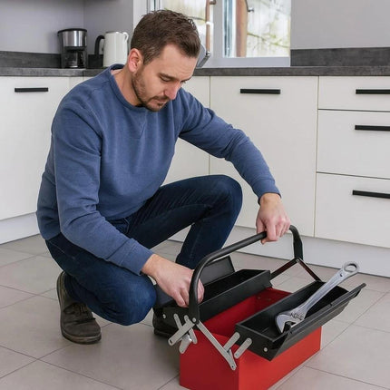 Tool Box Heavy Duty Metal Cantilever 3 Tray Storage Large ToolBox 20kg Capacity