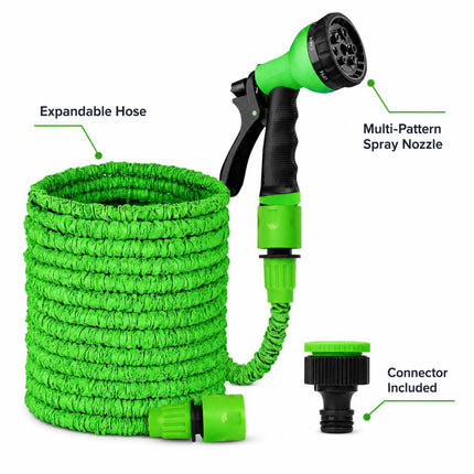 50ft Expandable Garden Hose Pipe Spray Nozzle Gun 8 Function Hose Nozzle Flexible Water Hose Kink Free Hose