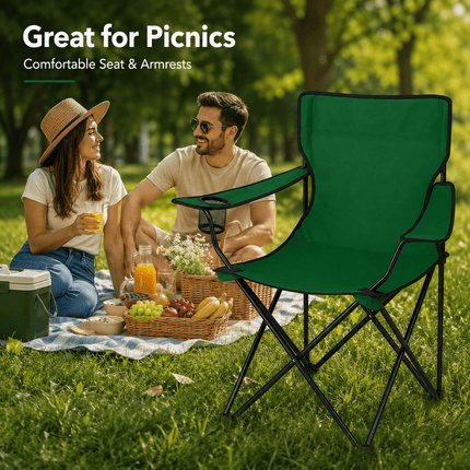 Portable Folding Camping Chair, Lightweight Polyester & Steel Outdoor Chair for Garden, Beach & Picnic, Pack of 1