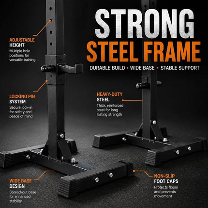 Adjustable Barbell Rack Squat Stand Weight Lifting Bench Press Home Gym Multi-Purpose Workout Station
