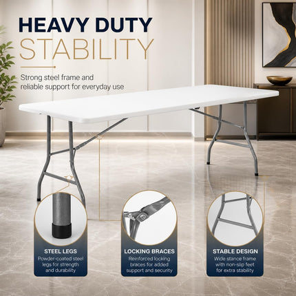 6ft Heavy Duty Folding Table – White