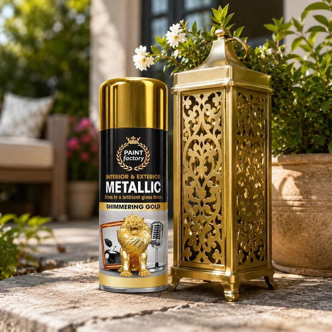Metallic Gold Spray Paint 400ml Fast Dry Aerosol Paint For Wood Metal Plastic Multi Surface Smooth Finish