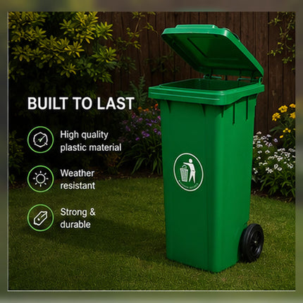 100L Wheelie Bin with Wheels | Large Outdoor Rubbish Bin for Home Garden Garage | Waste Storage Solution