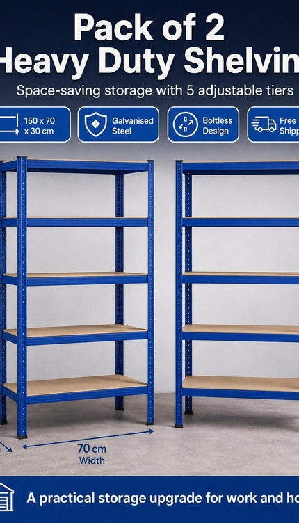 5 Tier Heavy Duty Galvanised Steel Shelving Unit Storage Rack