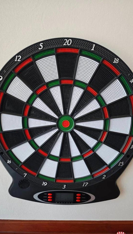 43cm Electronic Dart Board Digital Scoring Display with 6 Darts Family Indoor Pub Game