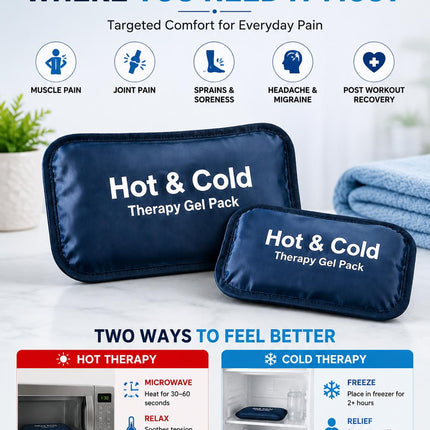 Reusable Hot Cold Gel Pack with Adjustable Strap Microwaveable Freezable Ice Pack for Pain Relief Use