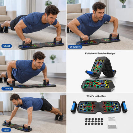 Push Up Board 14 in 1 Foldable Press Up Board, Multi Function Home Workout Equipment for Men Women, Strength Training Push Up Stand for Chest Shoulders Triceps