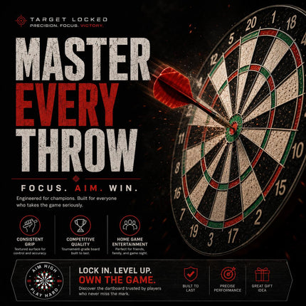 17" Double Sided Dart Board Set with 6 Darts for Indoor Play Classic Round Target Game for Family Fun & Parties Easy to Hang & Clear Scoring Layout