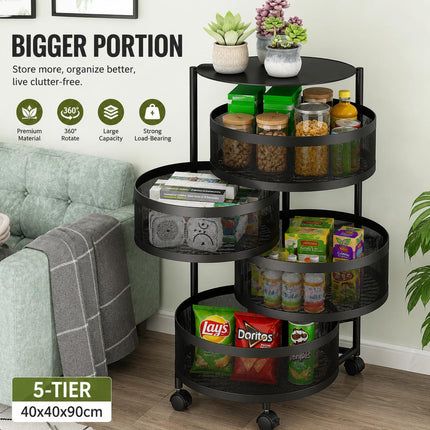 5 Tier Round Rotating Storage Trolley