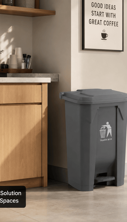 80L Grey Pedal Dustbin with Lid, Large Capacity PP5 Plastic Waste Bin, Foot Operated Rubbish Container for Kitchen, Office, Bathroom, Home & Commercial Use