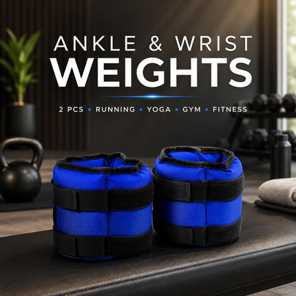 Blue Adjustable Ankle & Wrist Weights – Pair (0.5kg–3kg)