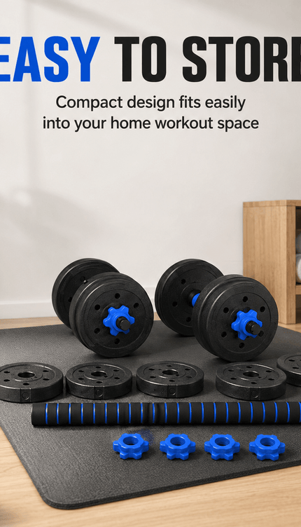 40kg Adjustable Dumbbell & Barbell Set with Push-Up Bars