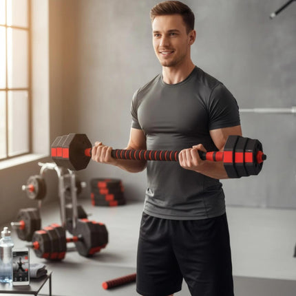 Adjustable Octagonal Dumbbell Set-Red
