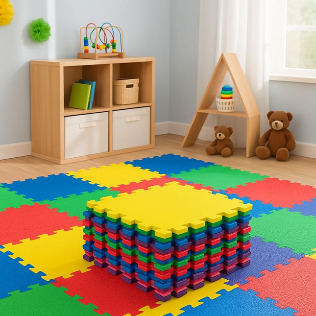 36pcs Interlocking EVA Foam Mat 30x30cm Extra Thick Soft Gym Flooring Tiles Exercise Yoga Mat Kids Play Area Protective Floor Mats Multicolor for Home Fitness, Garage, Workout, Nursery, Easy Clean