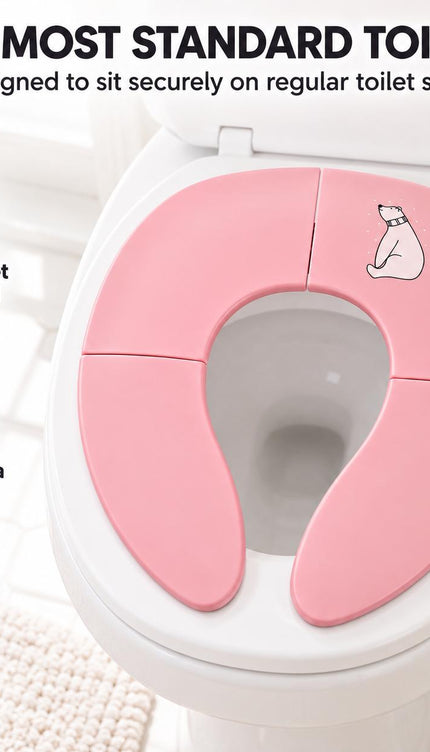 Folding Potty Training Seat for Toddlers, Portable Kids Toilet Trainer with Non Slip Design, Compact Travel Toilet Seat for Boys & Girls, Pink
