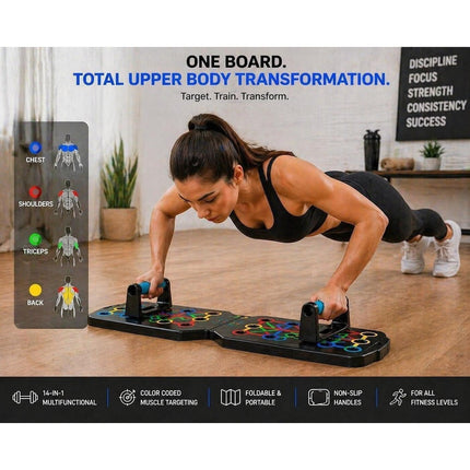 Multifunctional Push Up Board with Resistance Bands, Adjustable Handles Portable Home Gym Workout Equipment for Chest, Shoulders, Arms, Back and Full Body Strength Training Fitness Exercise System