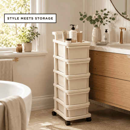 Storage Trolley Drawer Cabinet with Wheels, Multi-Tier Rolling Storage Organiser for Kitchen, Bathroom, Bedroom, Home Office, Utility Room and Salon