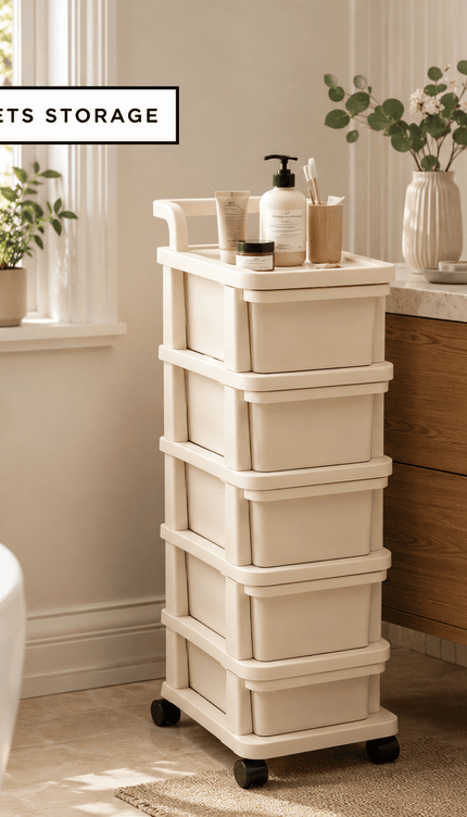 Storage Trolley Drawer Cabinet with Wheels, Multi-Tier Rolling Storage Organiser for Kitchen, Bathroom, Bedroom, Home Office, Utility Room and Salon