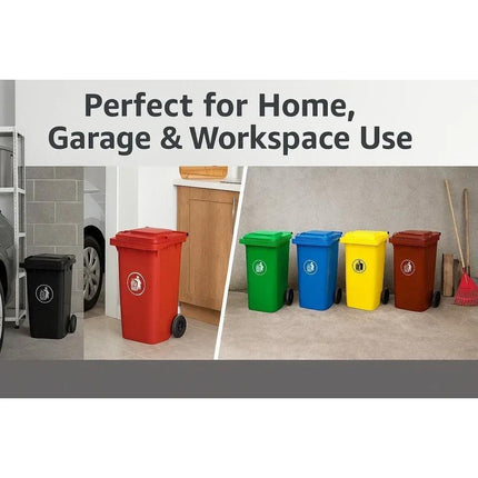 Wheelie Bin 100L 120L Waste Rubbish Dustbin with Lid Rubber Wheels