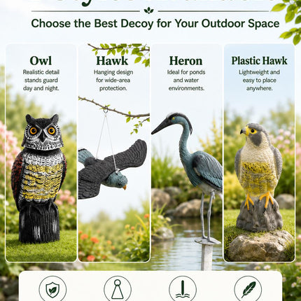 Plastic Hawk  Bird Decoy Pest Deterrent Garden Pond Pigeon Crow Cat Scarer Outdoor Ornament