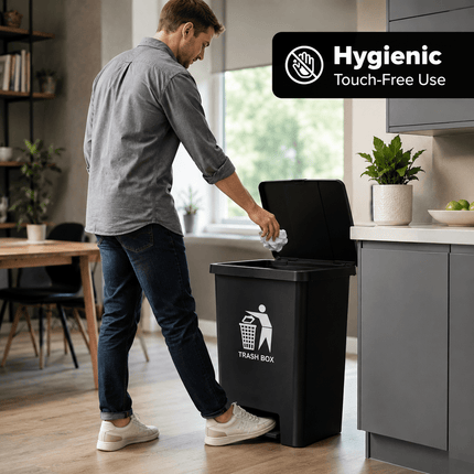 Recycling Pedal Bin 50L/80L, Large Capacity Kitchen & Office Waste Bin with Lid, Hands-Free Rubbish Trash Can for Home, Workplace and Commercial Use