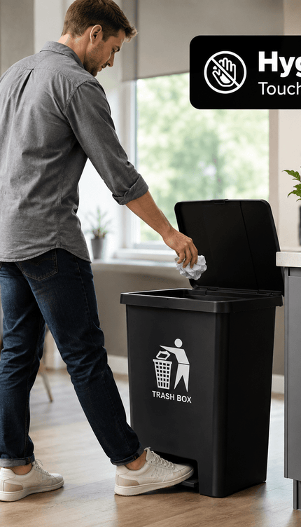 Recycling Pedal Bin 50L/80L, Large Capacity Kitchen & Office Waste Bin with Lid, Hands-Free Rubbish Trash Can for Home, Workplace and Commercial Use