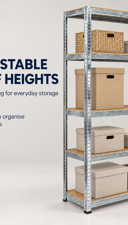 5 Tier Steel Garage Shelving – Silver, Pack of 3