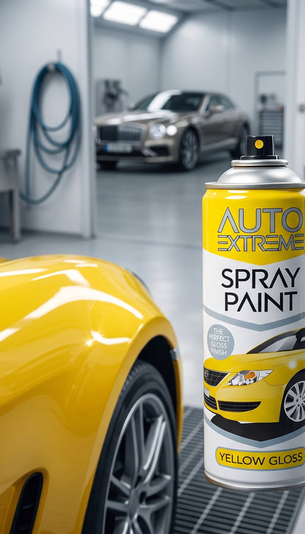 Auto Extreme Spray Paint 250ml Yellow Gloss – Aerosol Paint for Metal, Wood, Plastic, Glass, Bikes & Vans