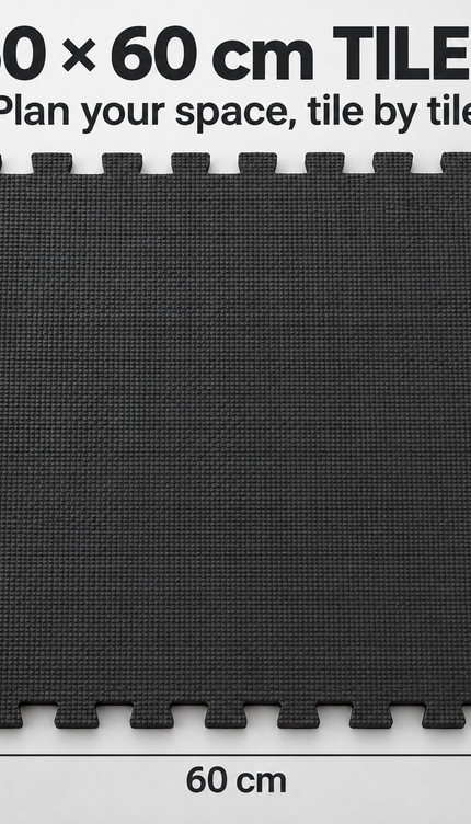Black Interlocking Foam Gym & Yoga Mats – 60 × 60cm, Pack of 16