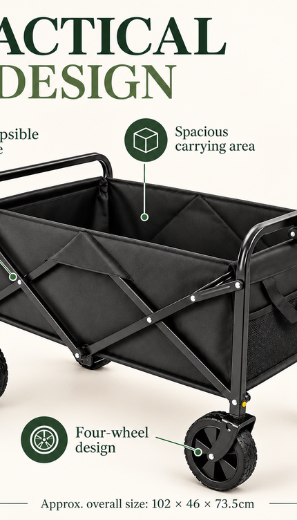 60KG Folding Wagon Trolley 300L Cart Collapsible Camping Festival Beach Garden