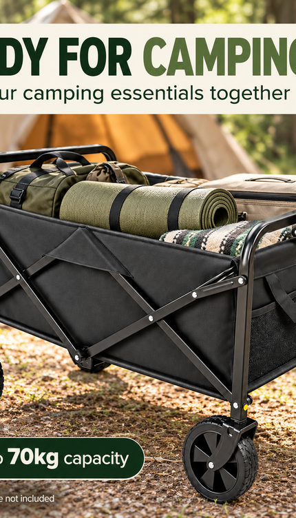 60KG Folding Wagon Trolley 300L Cart Collapsible Camping Festival Beach Garden