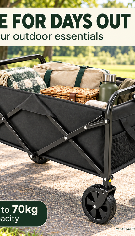 60KG Folding Wagon Trolley 300L Cart Collapsible Camping Festival Beach Garden