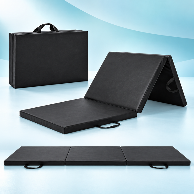 Exercise Mat Tri-Fold PU Yoga Pilates Mat 40mm Thick 180x60