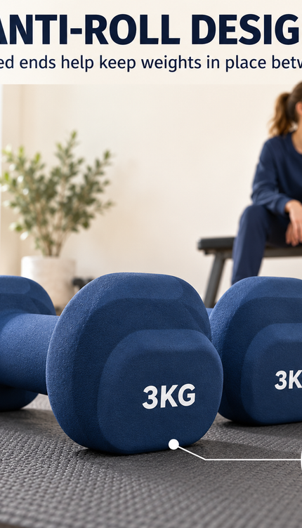 12kg Neoprene Dumbbell Set with Carry Case 1kg, 2kg & 3kg Pair Vinyl Hand Weights