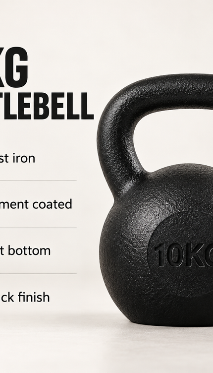 10KG Kettlebell Weight Vinyl Coated Black Strength Training