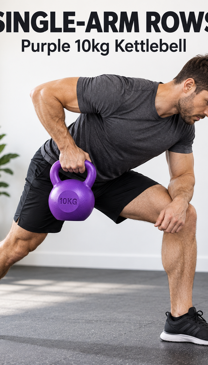 10KG Kettlebell Fitness Weight, Purple Vinyl Coated Cement