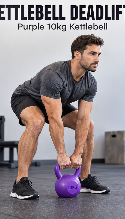 10KG Kettlebell Fitness Weight, Purple Vinyl Coated Cement