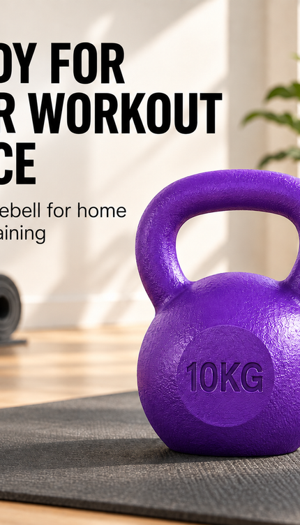 10KG Kettlebell Fitness Weight, Purple Vinyl Coated Cement