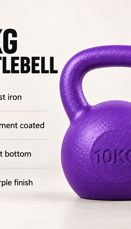 10KG Kettlebell Fitness Weight, Purple Vinyl Coated Cement
