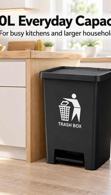 80L Large Plastic Pedal Bin – Black