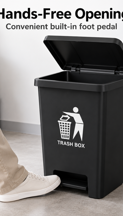 80L Large Plastic Pedal Bin – Black