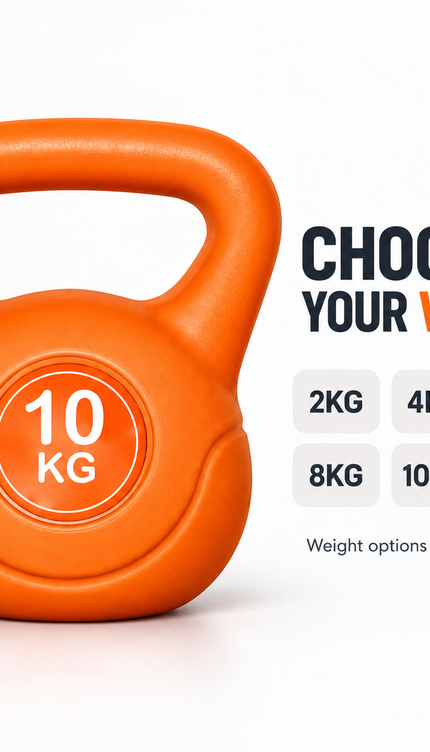 Orange Vinyl Coated Kettlebell – 2KG to 12KG