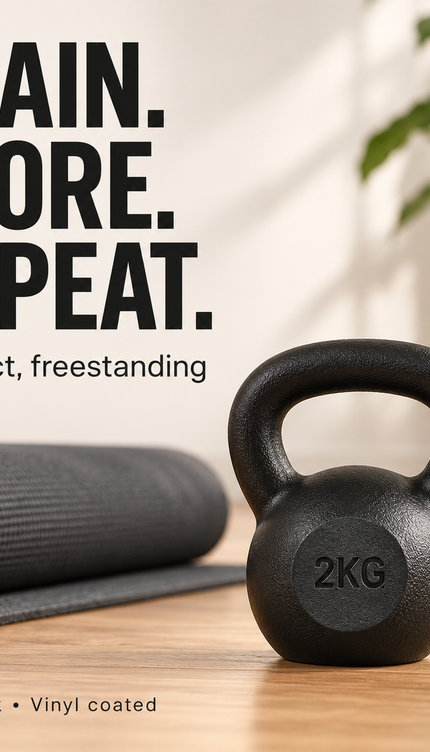 Kettlebell Weights 2KG Black Vinyl Coated Cement
