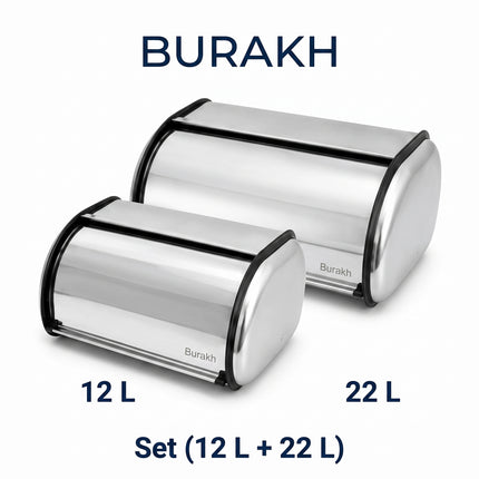 Stainless Steel Roll Top Bread Bin – Silver Kitchen Bread Box Storage | 12L & 22L