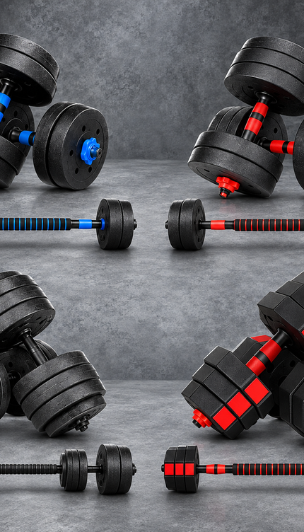 2-in-1 Adjustable Dumbbell & Barbell Weight Set 10–50kg