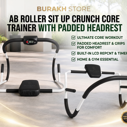 Ab Roller Sit Up Crunch Core Trainer With Padded Headrest Fitness Exercise Gym