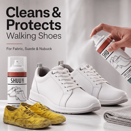 SHUU Shoe Cleaner Spray Leather Suede Waterproofing Deep Boot Cleaner 250ML for Trainers Shoes Boots Sneaker Care Stain Removal & Protection Spray