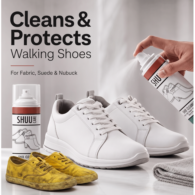SHUU Shoe Cleaner Spray Leather Suede Waterproofing Deep Boot Cleaner 250ML for Trainers Shoes Boots Sneaker Care Stain Removal & Protection Spray