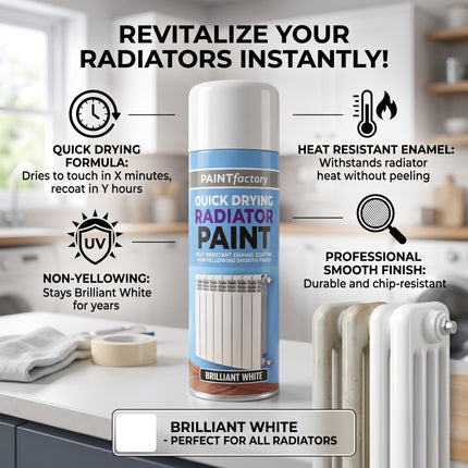 Cast Iron Radiator Spray Paint 400ml Aerosol Real Feel Effect Brilliant White