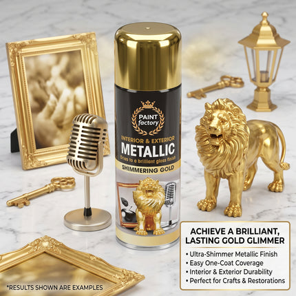 METALLIC GOLD SPRAY PAINT 400ML ALL-PURPOSE AEROSOL FOR WOOD METAL PLASTIC